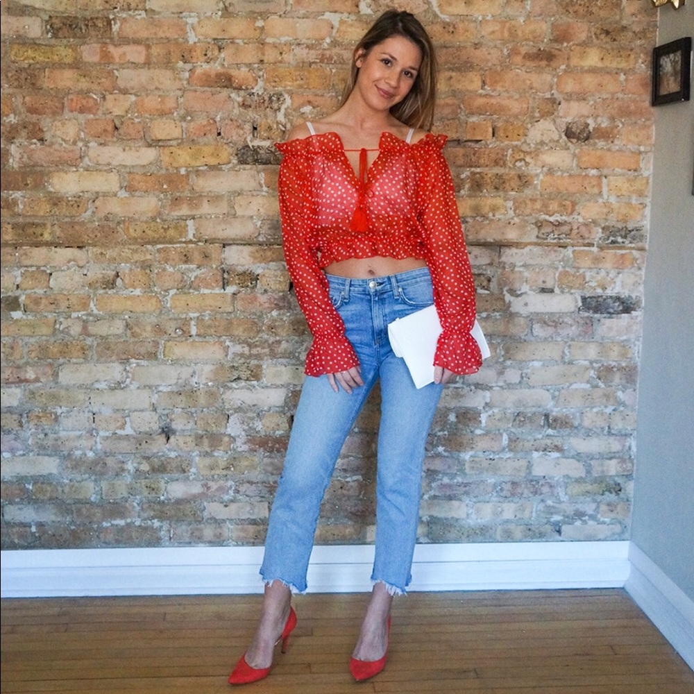 NWT Long sleeve off-the-shoulder supper crop top - Picture 4 of 10